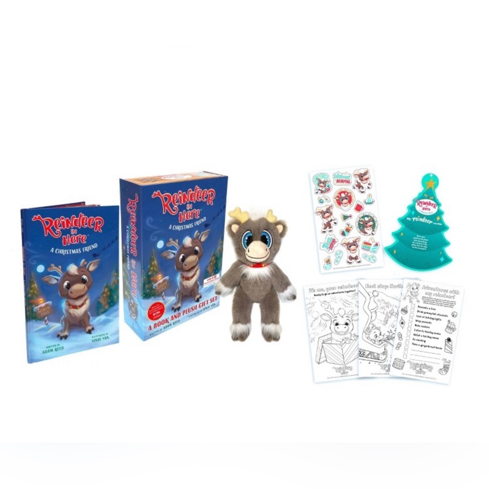 NWT reindeer in here: a Christmas friend gift set book, reindeer plush, book
